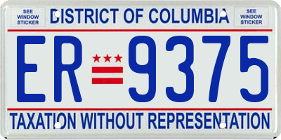 DC license plate ER9375