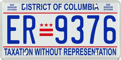 DC license plate ER9376