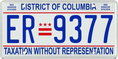 DC license plate ER9377
