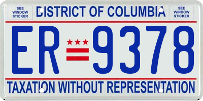 DC license plate ER9378