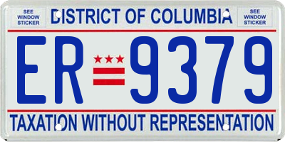 DC license plate ER9379