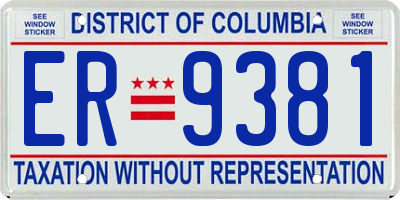 DC license plate ER9381