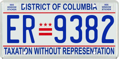 DC license plate ER9382