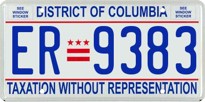 DC license plate ER9383