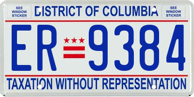 DC license plate ER9384
