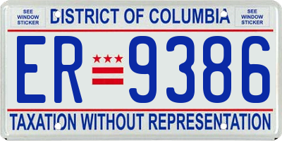 DC license plate ER9386