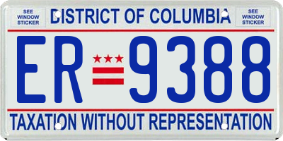 DC license plate ER9388