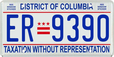 DC license plate ER9390