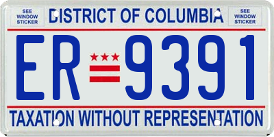 DC license plate ER9391