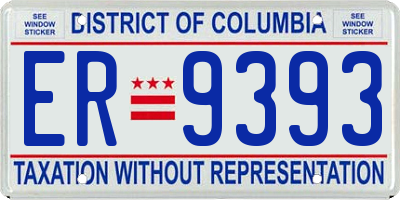 DC license plate ER9393