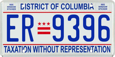 DC license plate ER9396
