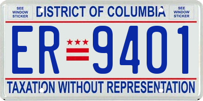 DC license plate ER9401