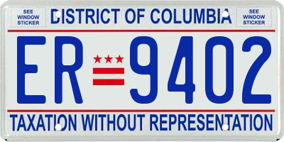 DC license plate ER9402