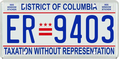 DC license plate ER9403