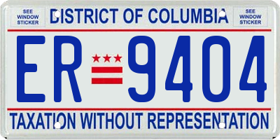 DC license plate ER9404