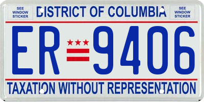 DC license plate ER9406