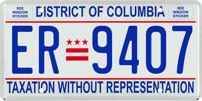 DC license plate ER9407