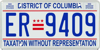 DC license plate ER9409