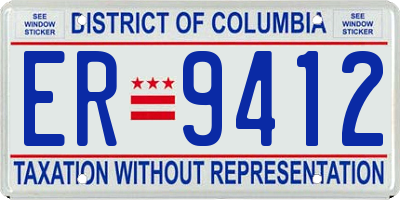 DC license plate ER9412