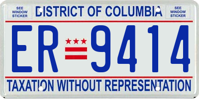 DC license plate ER9414