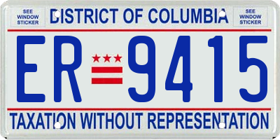 DC license plate ER9415