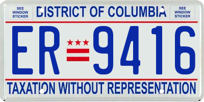 DC license plate ER9416