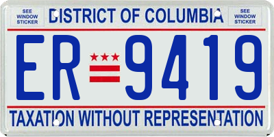 DC license plate ER9419
