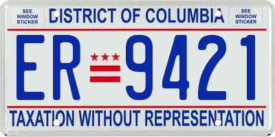 DC license plate ER9421