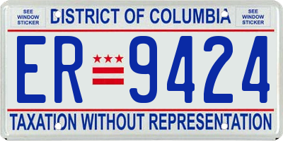 DC license plate ER9424