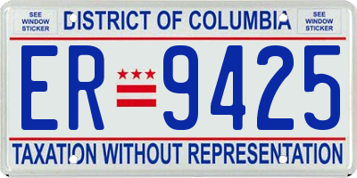 DC license plate ER9425