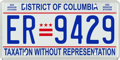 DC license plate ER9429