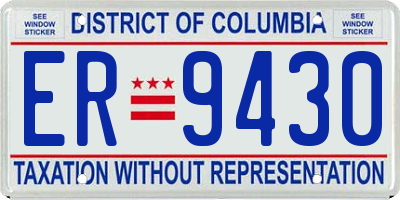DC license plate ER9430