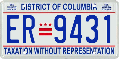 DC license plate ER9431