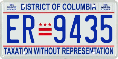 DC license plate ER9435