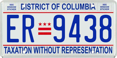 DC license plate ER9438