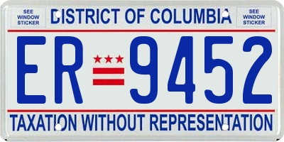DC license plate ER9452