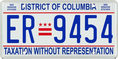 DC license plate ER9454