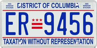 DC license plate ER9456