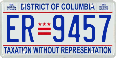 DC license plate ER9457
