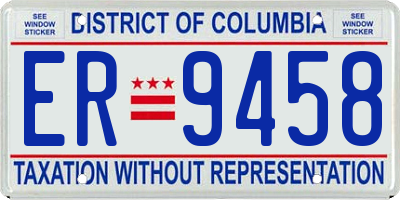 DC license plate ER9458