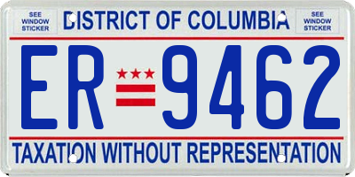 DC license plate ER9462