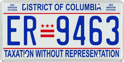 DC license plate ER9463