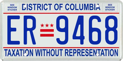 DC license plate ER9468