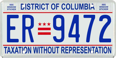 DC license plate ER9472