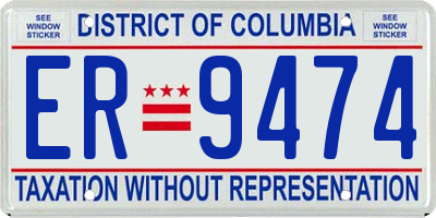 DC license plate ER9474