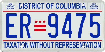 DC license plate ER9475