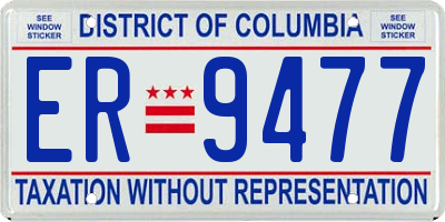 DC license plate ER9477