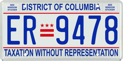 DC license plate ER9478