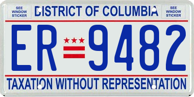 DC license plate ER9482
