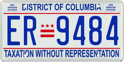 DC license plate ER9484